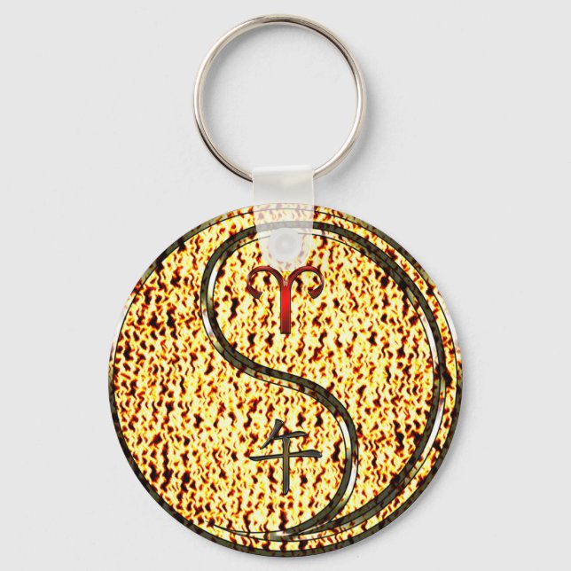 Aries & Fire Horse Keychain (Front)