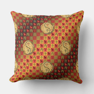 Aries & Fire Horse Throw Pillow