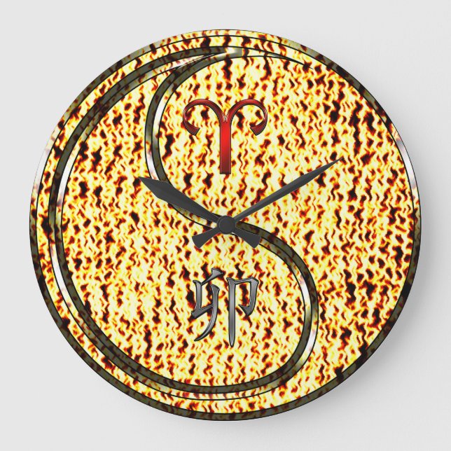 Aries & Fire Rabbit Large Clock (Front)