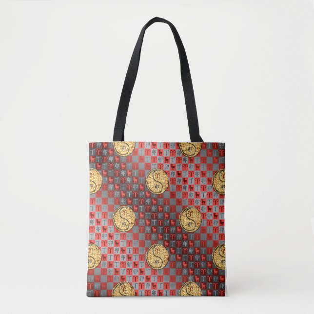 Aries & Fire Rabbit Tote Bag (Front)