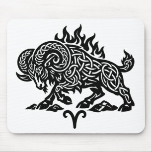 Aries Fire‑Ram – Celtic Haunted Ink Zodiac Mouse Pad