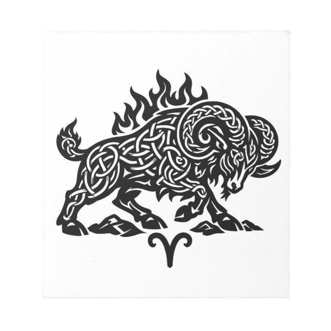 Aries Fire‑Ram – Celtic Haunted Ink Zodiac Notepad (Front)