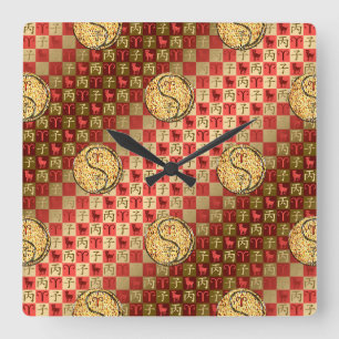 Aries & Fire Rat Square Wall Clock