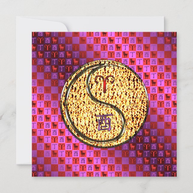 Aries & Fire Rooster Card (Front)