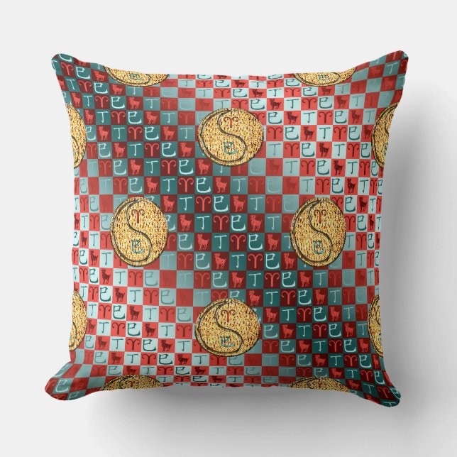 Aries & Fire Snake Throw Pillow (Front)
