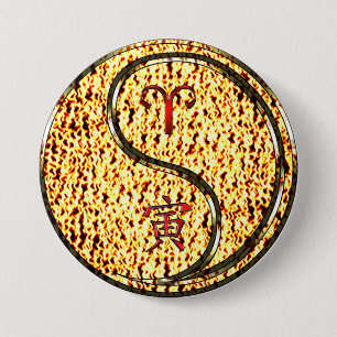 Aries & Fire Tiger 3 Inch Round Button