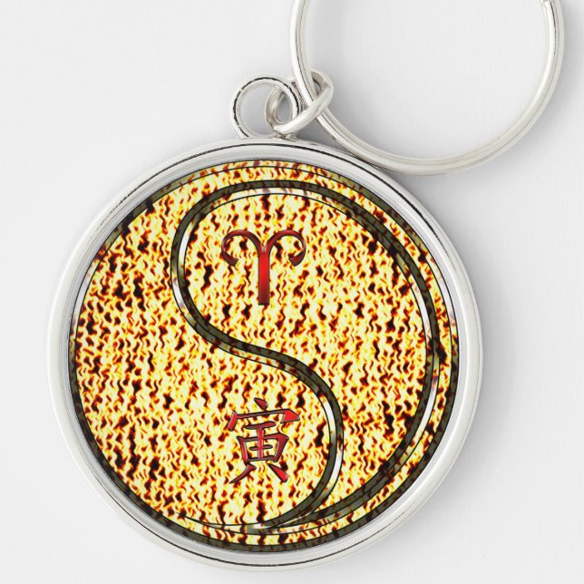 Aries & Fire Tiger Keychain (Front)