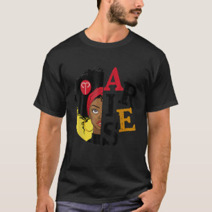 Aries Girl Afro Locs Girl Zodiac Signs Birthday Gi T-Shirt