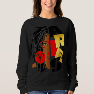 Aries Girl Afro Locs Girl Zodiac Signs Birthday   Sweatshirt