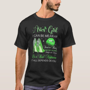 Aries Girl Birthday High Heels Dripping Lips Butte T-Shirt