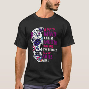 Aries GIrl Dia De Los Muertos Mexican Sugar Skull  T-Shirt