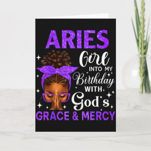 Aries Girl Stepping Birthday Black Women Afro Chri Card