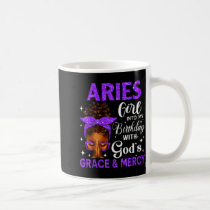 Aries Girl Stepping Birthday Black Women Afro Chri Coffee Mug