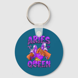 Aries girl zodiac birthday afro queen sneakers keychain