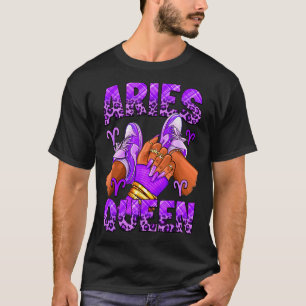 Aries girl zodiac birthday afro queen sneakers T-Shirt