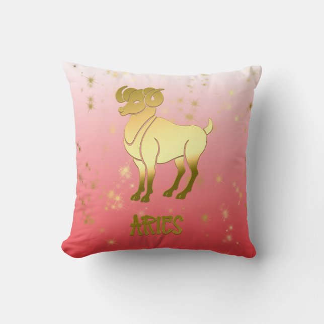Aries Gold Ombre Astrology Horoscope Zodiac Sign Throw Pillow (Front)