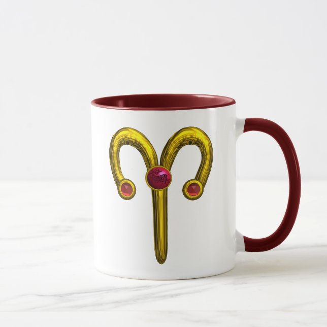 ARIES GOLD ZODIAC BIRTHDAY JEWEL WITH RAM MUG (Right)