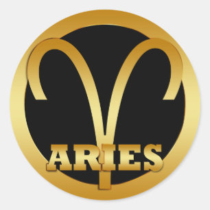 ARIES GOLD ZODIAC SIGN CLASSIC ROUND STICKER