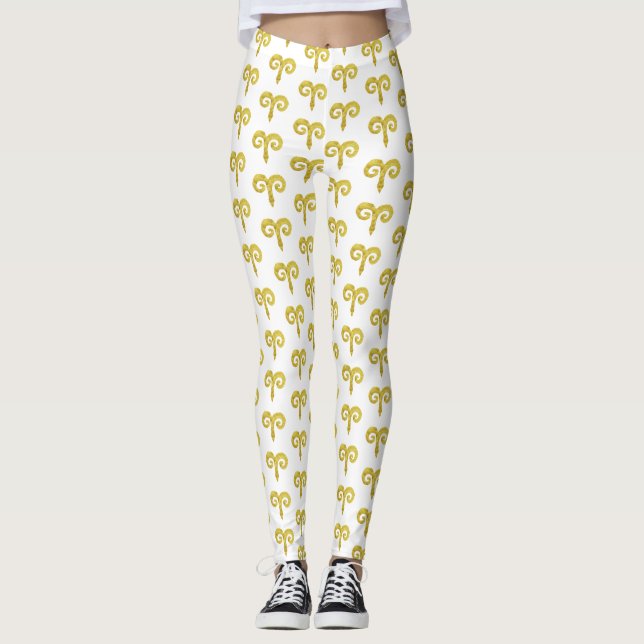 Aries  Golden Astrology Custom Leggings (Front)