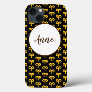Aries Golden Astrology Personalized iPhone 13 Case