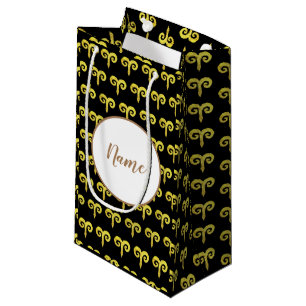 Aries Golden Astrology Personalized Small Gift Bag