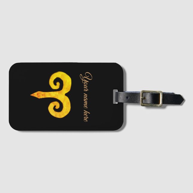Aries  Golden Astrology Zodiac Sign Luggage Tag (Front Horizontal)