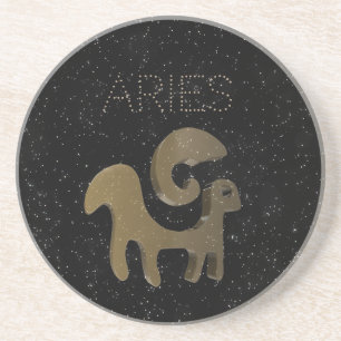 Aries golden sign coaster