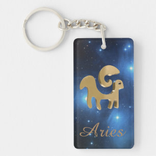 Aries golden sign keychain