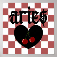 Aries Gothic Aesthetic Chequered Cherry Art