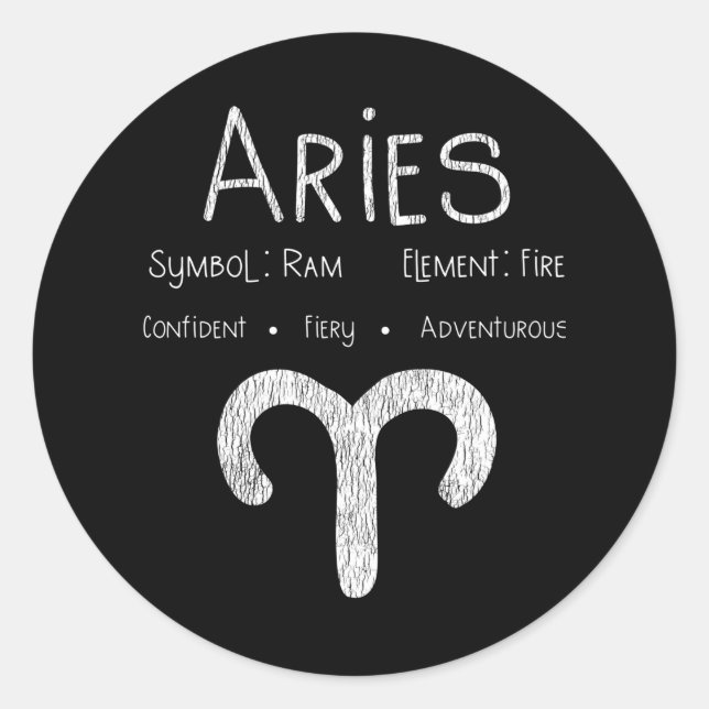 Aries Horoscope Astrology Star Sign Birthday Gift Classic Round Sticker (Front)