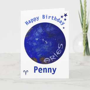 Aries Horoscope Card, Birthday Card