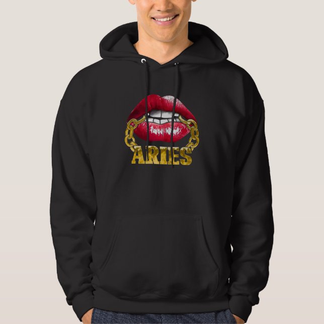 Aries Horoscope Juicy Lips Chain for African Ameri Hoodie (Front)