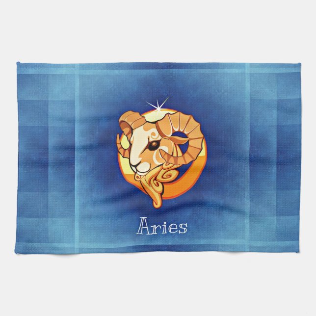 aries horoscope kitchen towel (Horizontal)