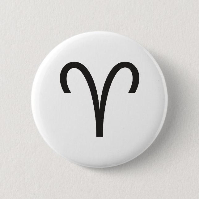 ARIES, HOROSCOPE SYMBOL 2 INCH ROUND BUTTON (Front)