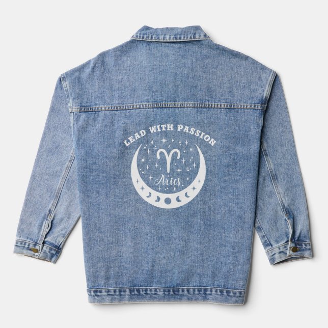Aries Inspired Celestial Zodiac  Denim Jacket (Back)