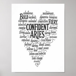 Aries Landscape Poster   Zodiac Word Cloud Art