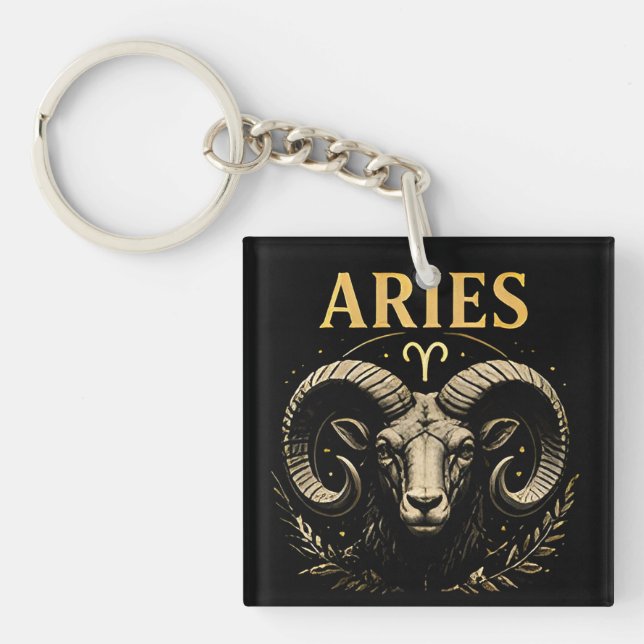 Aries Lead Courage Zodiac Astrology Gift Keychain (Front)