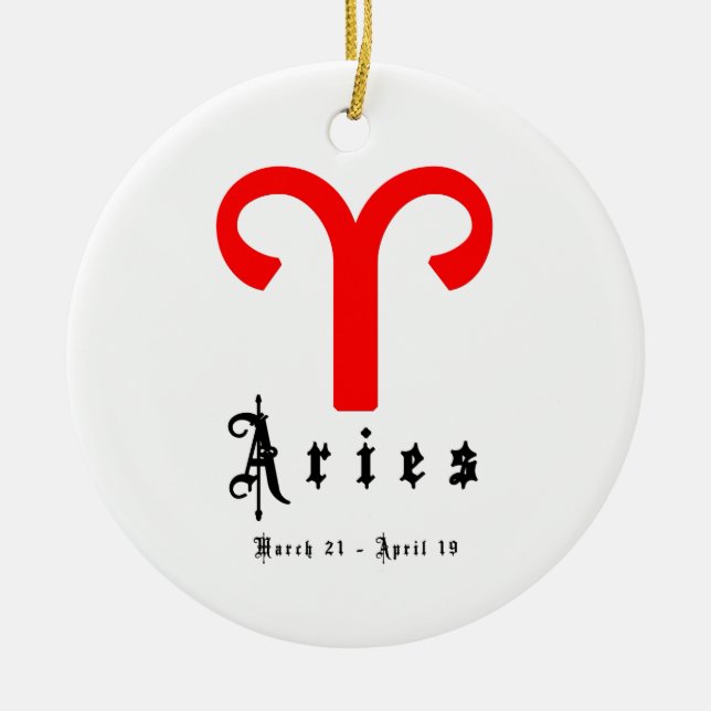 Aries, March 21 -April 19 Ceramic Ornament (Front)