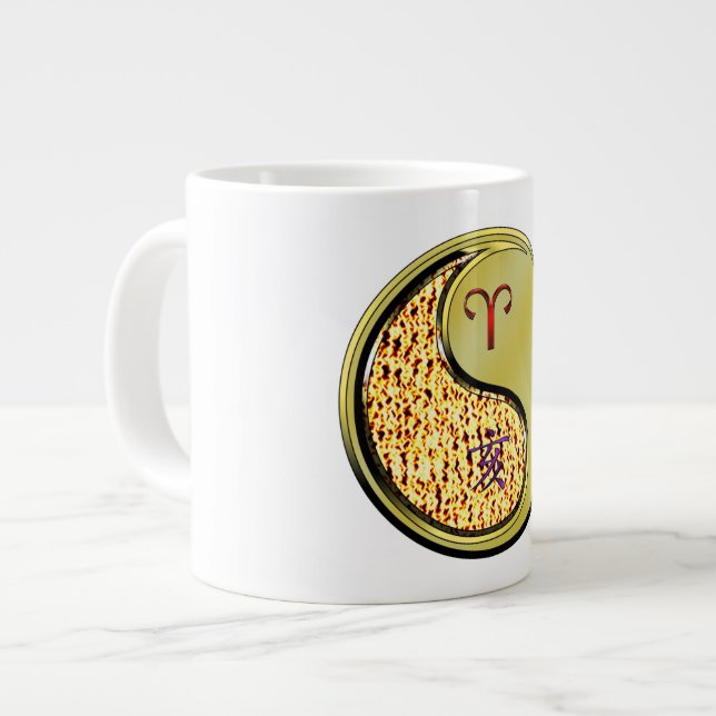 Aries & Metal Boar Large Coffee Mug (Front Left)