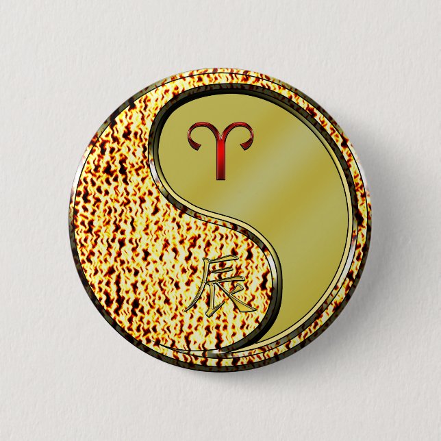 Aries & Metal Dragon 2 Inch Round Button (Front)