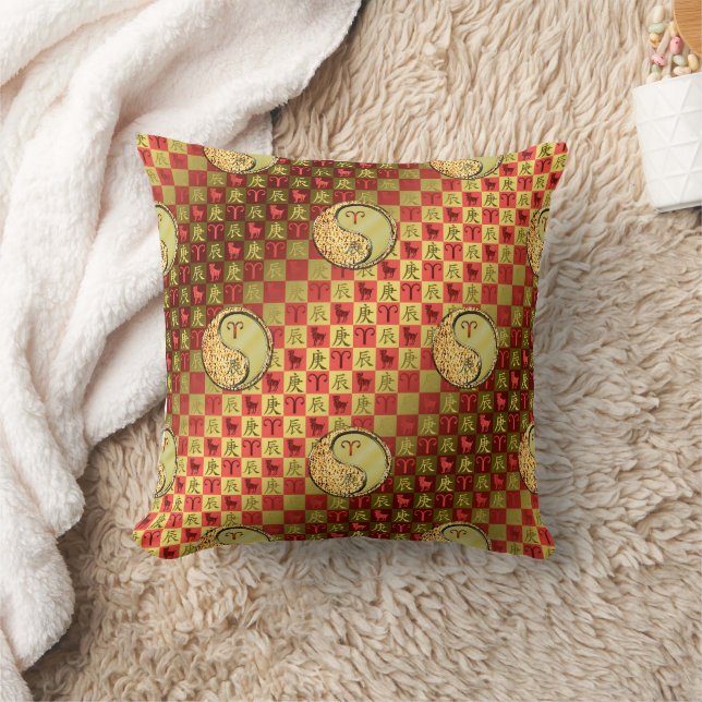 Aries & Metal Dragon Throw Pillow (Blanket)