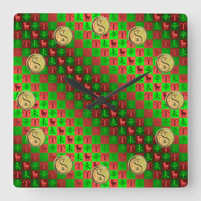 Aries & Metal Goat Square Wall Clock (Front)