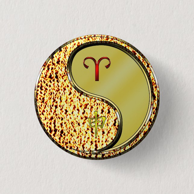 Aries & Metal Monkey 1 Inch Round Button (Front)