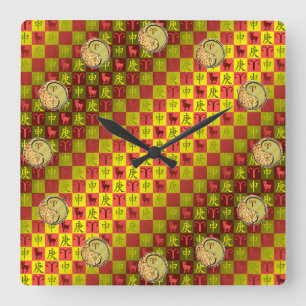 Aries & Metal Monkey Square Wall Clock