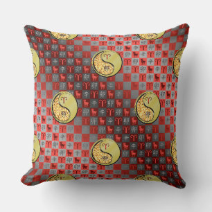 Aries & Metal Rabbit Throw Pillow