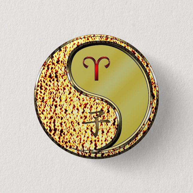 Aries & Metal Rat 1 Inch Round Button (Front)