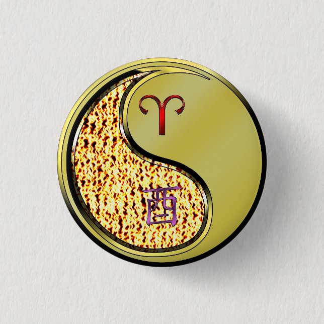 Aries & Metal Rooster 1 Inch Round Button (Front)