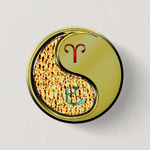 Aries & Metal Snake 1 Inch Round Button
