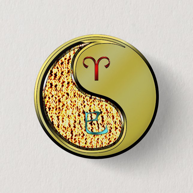 Aries & Metal Snake 1 Inch Round Button (Front)