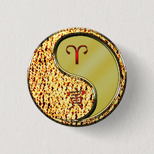 Aries & Metal Tiger  1 Inch Round Button